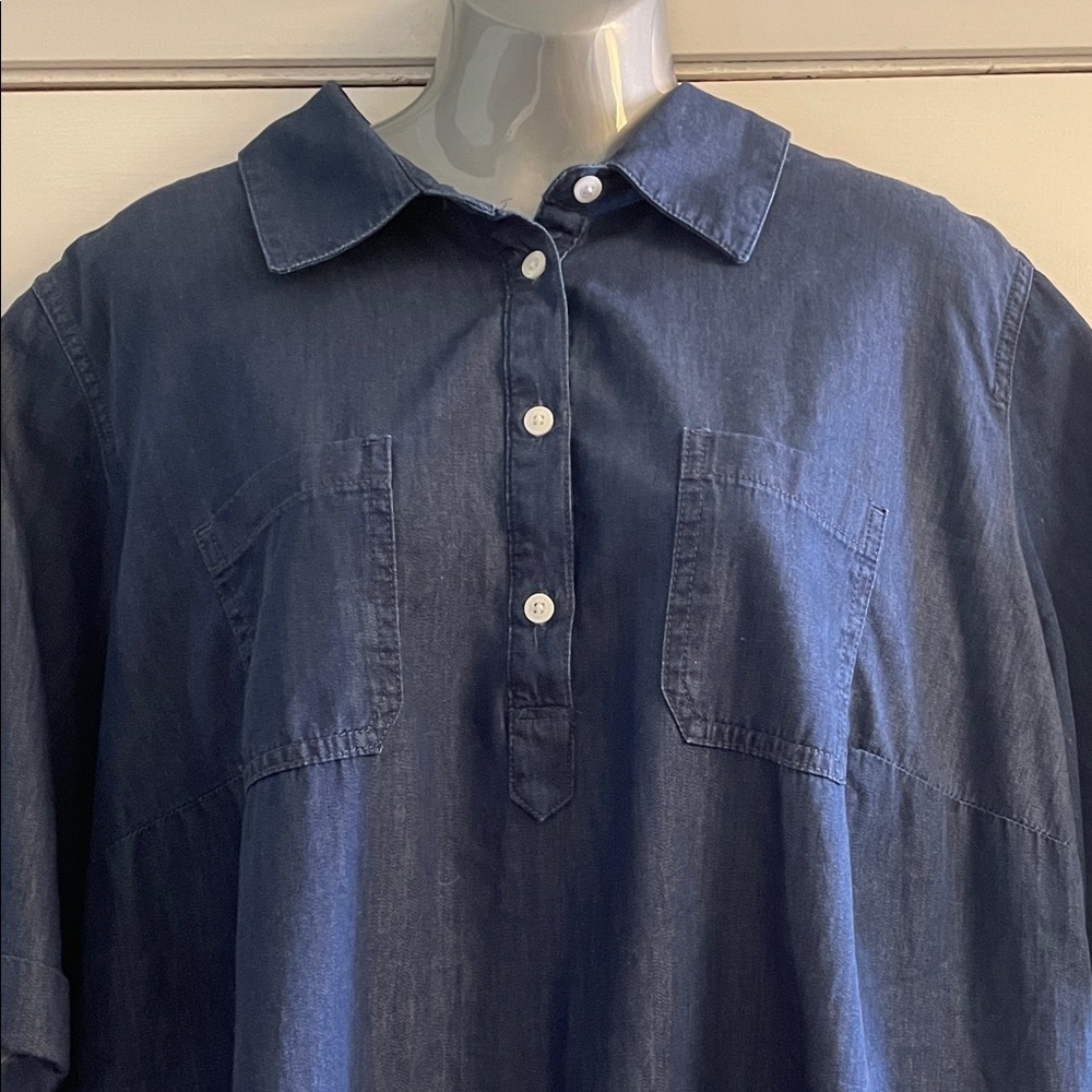 Karen Scott Women's Navy Blue Button Down Shirt - Picture 2 of 5